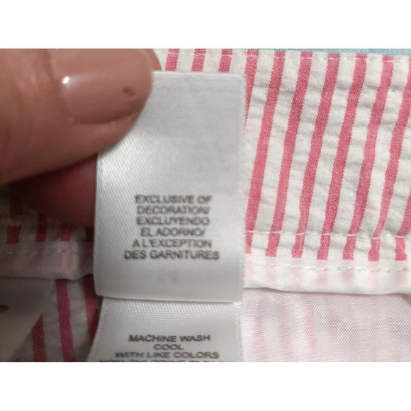 Liz‎ Claiborne Womens 14 Audra Capri Seersucker Stripe Pink White Classic Zipper - Picture 8 of 10